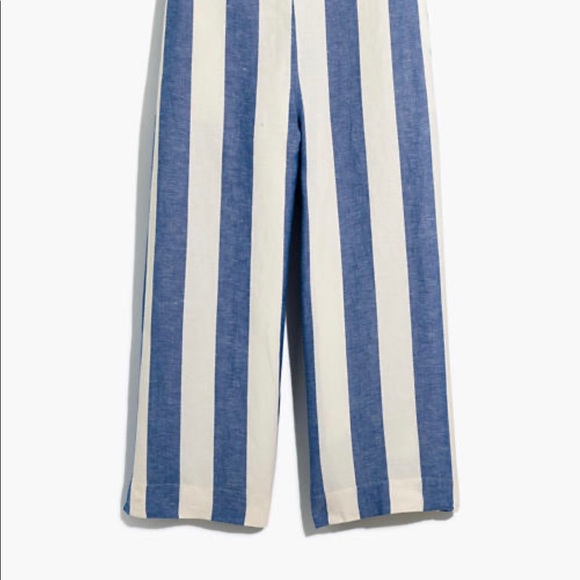NWT Madewell Huston Pull On Pant Linen Navy Stripe - Picture 5 of 6